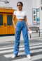 Street Jeans Women's Straight Trousers Blue - ROUTINE FASHION